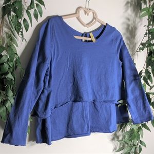 Free People Tiered Semi-Cropped Blue Top